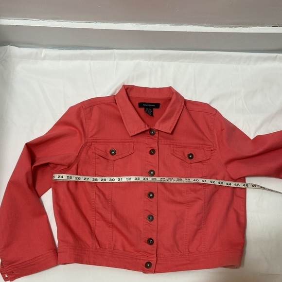 ASHLEY STEWART,WOMEN’S,FLAP POCKET,BUTTON UP FRONT,ORANGE,DENIM JACKET,SIZE-14 - Picture 4 of 12